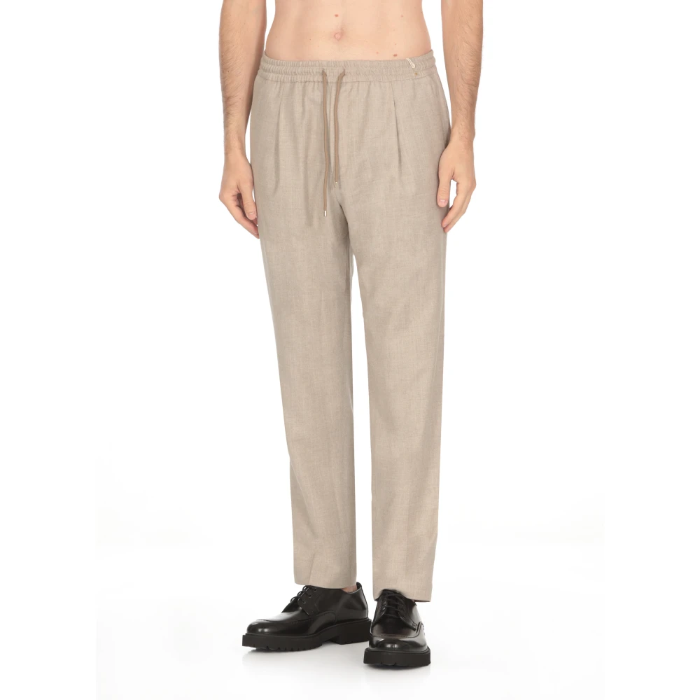 Briglia Beige Wol Elastische Taille Broek Beige Heren