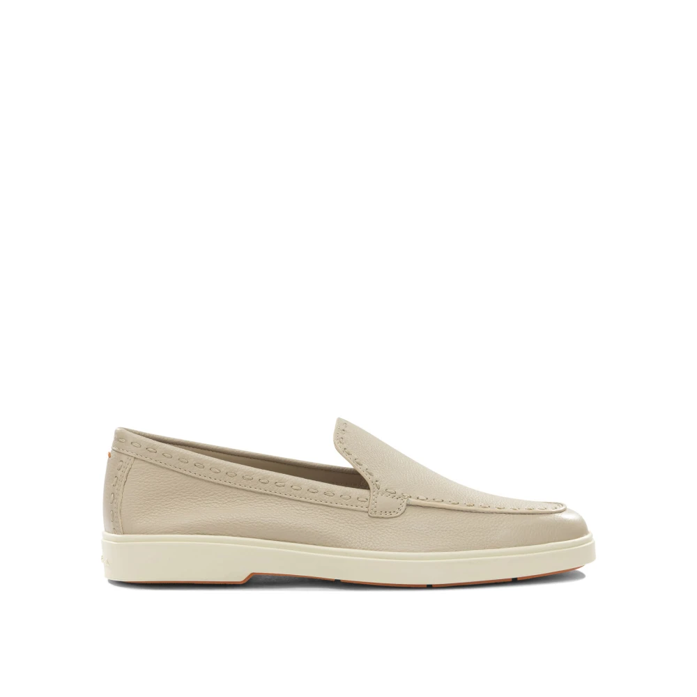 Santoni Women's Pink Tumbled Leather Loafer