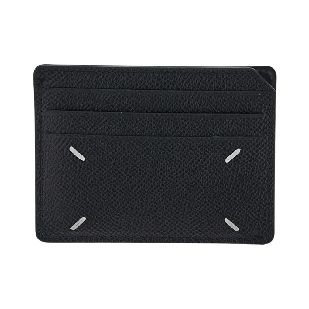 Maison Margiela Leren kaarthouder met vier steken Black Unisex