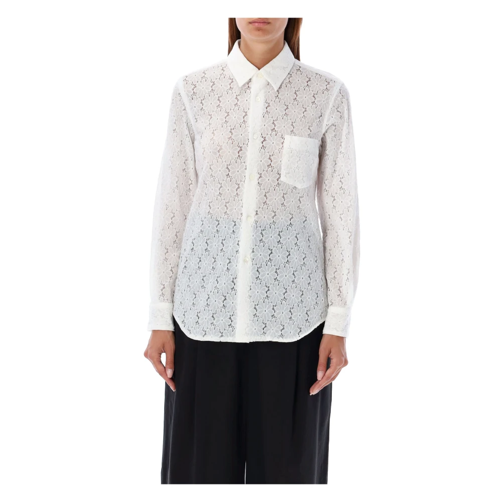 Comme des Garçons Off-white Doorschijnende Kant Knoopshirt White Dames