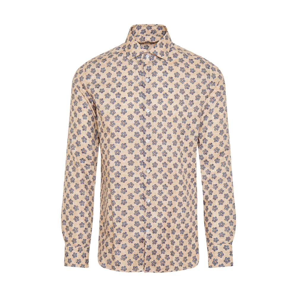 Sonrisa Bloemenkatoenen Shirt Gemaakt in Italië Beige Heren