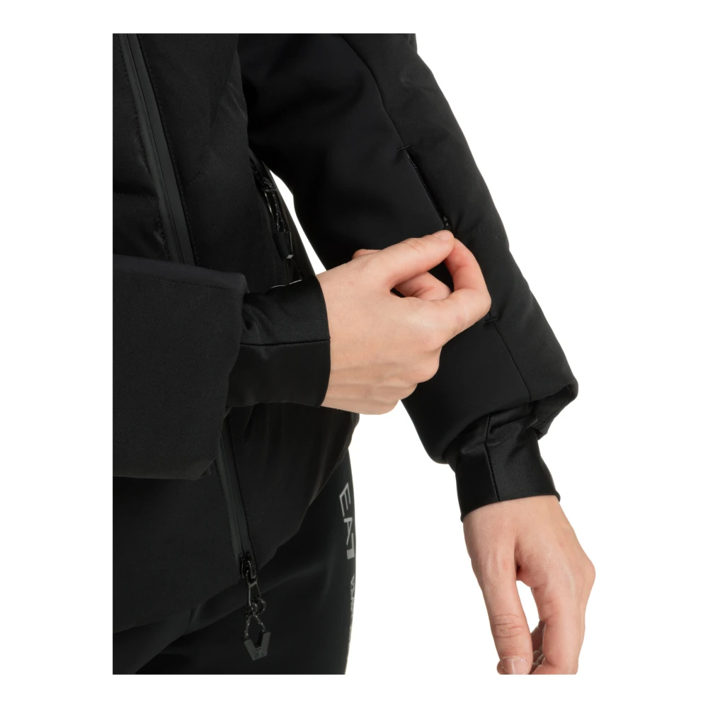 Emporio Armani EA7 7 Ski Jas met Capuchon en Logo Black Dames