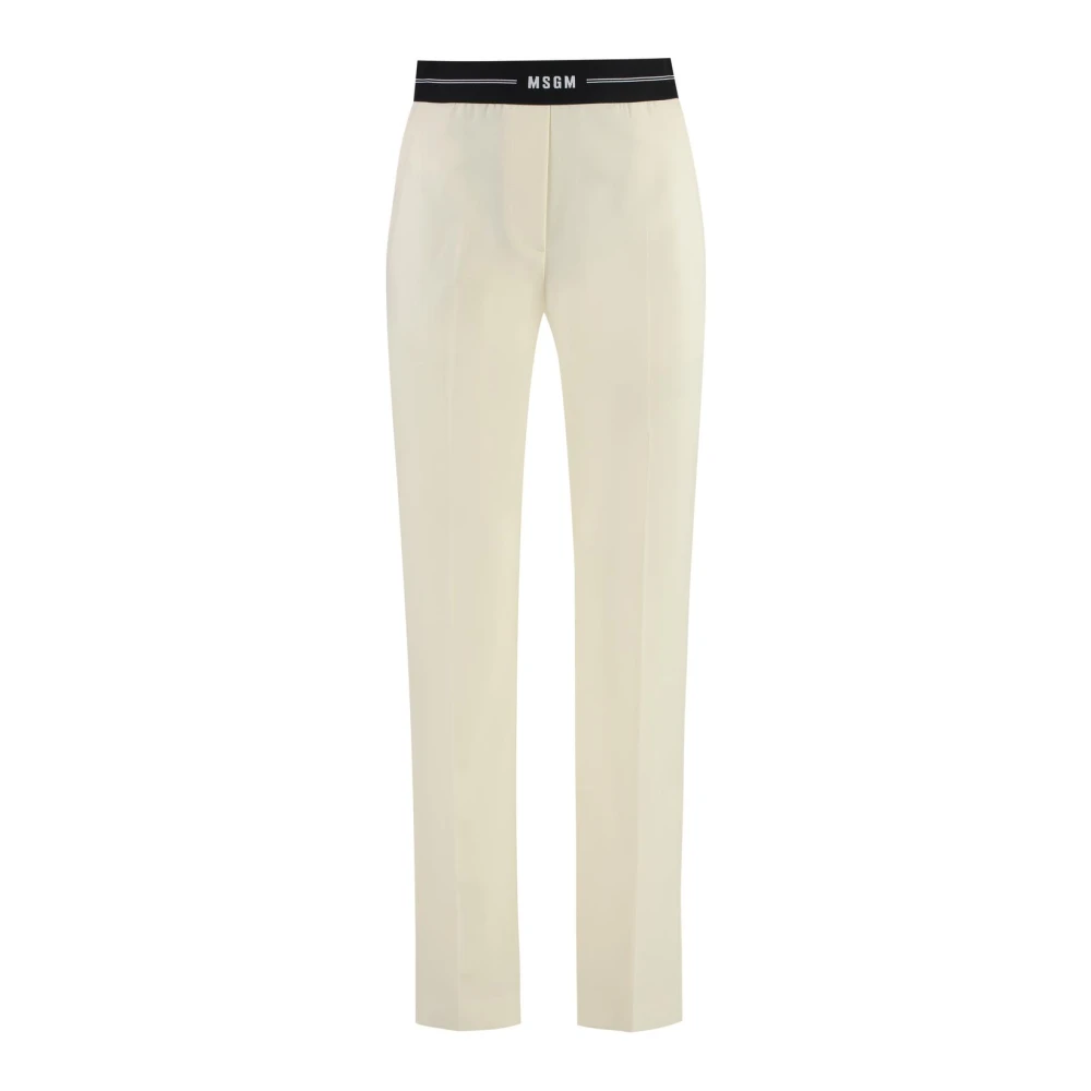 Msgm Mujer Beige - Pantalones De Sastre Con Cintura Elástica - Trousers - M - Pantalones De Sastre Con Cintura Elástica