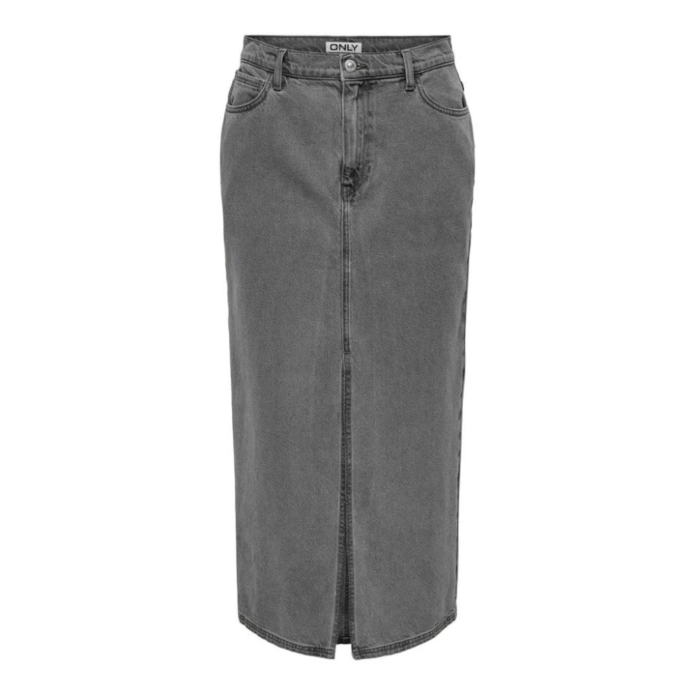 Only Sophie Lange Denim Rok Gray Dames