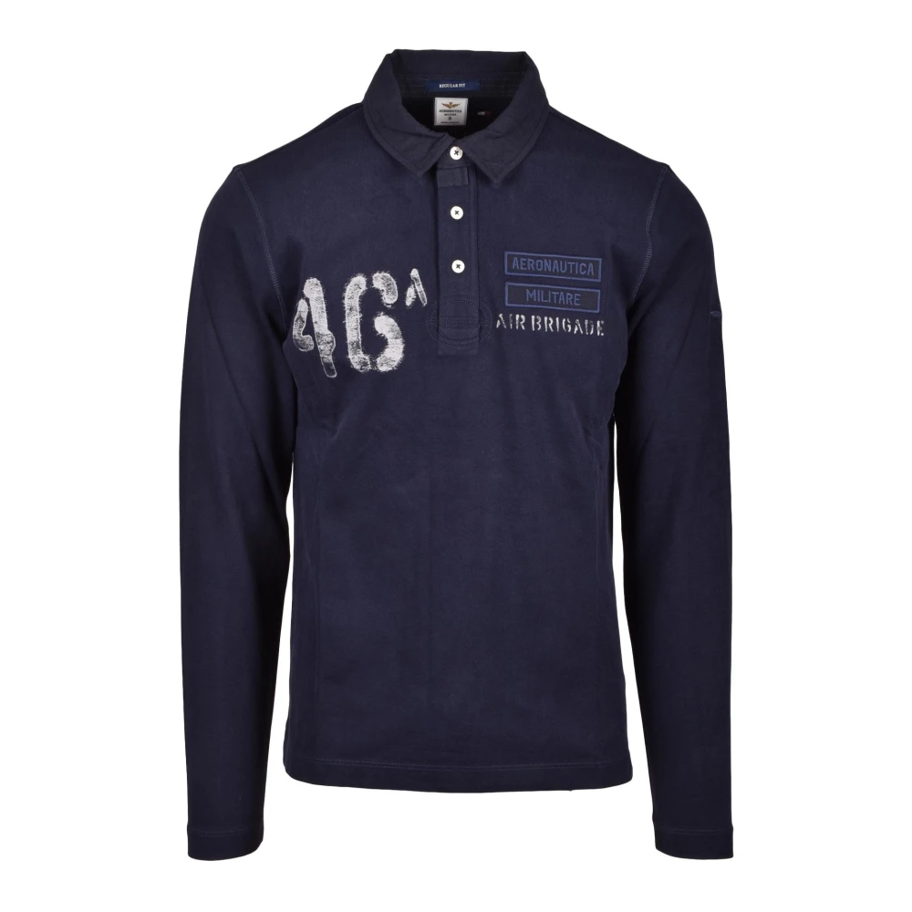 Aeronautica militare Militaire Stijl Katoenen Polo Blue Heren