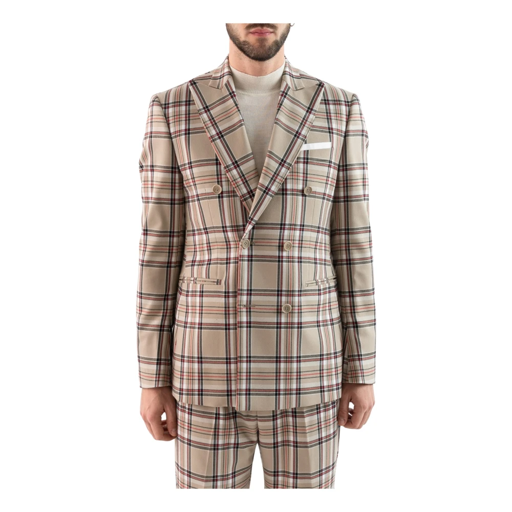 Corsinelabedoli Men's Check Print Double-Breasted Jacket