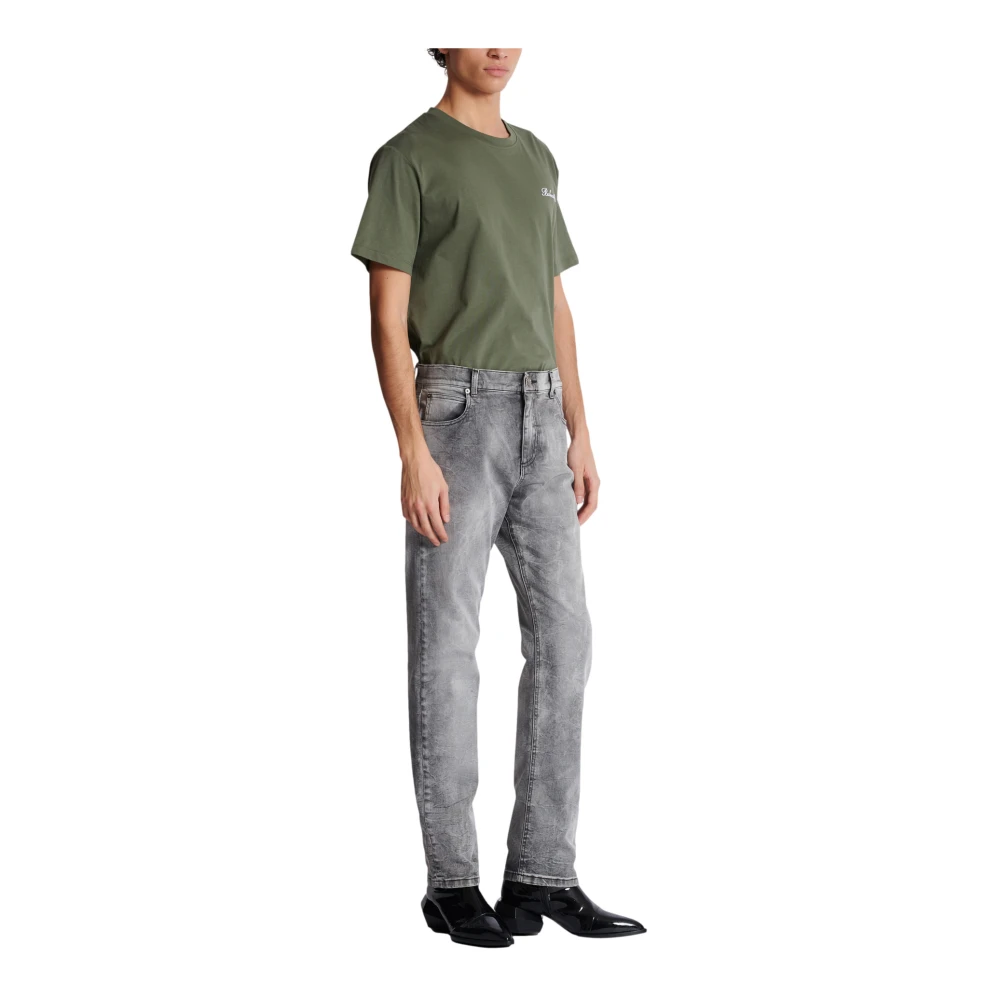Balmain Grijze denim regular-fit jeans Gray Heren