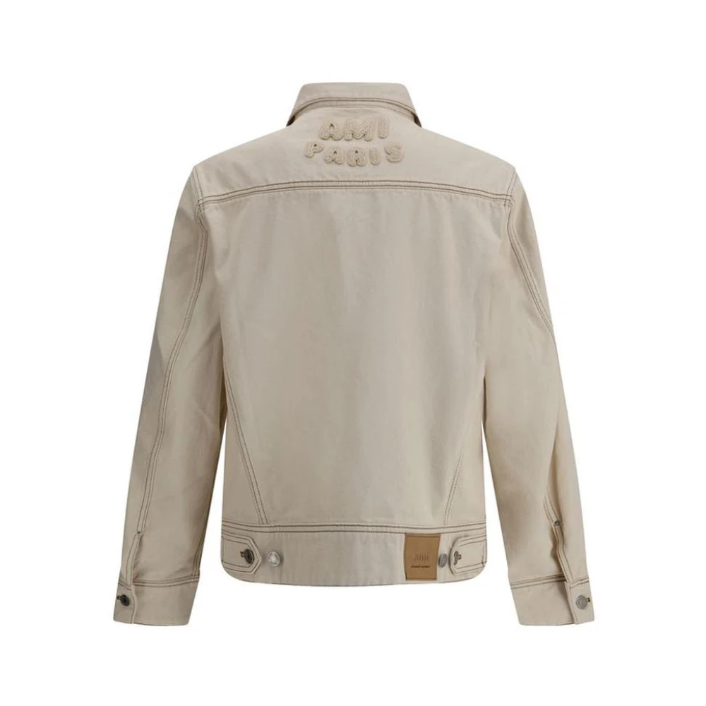 Ami Paris Classic Denim Jack met Zakken Beige Heren