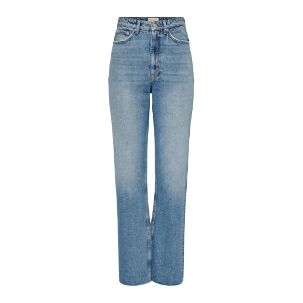 Only Blauwe effen katoenen jeans met zakken Blue Dames