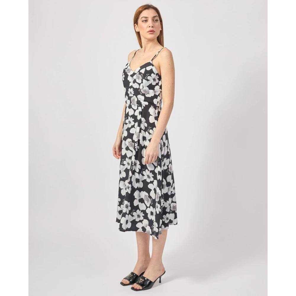 YES ZEE Zwarte Bloemenprint Lange Jurk Black Dames