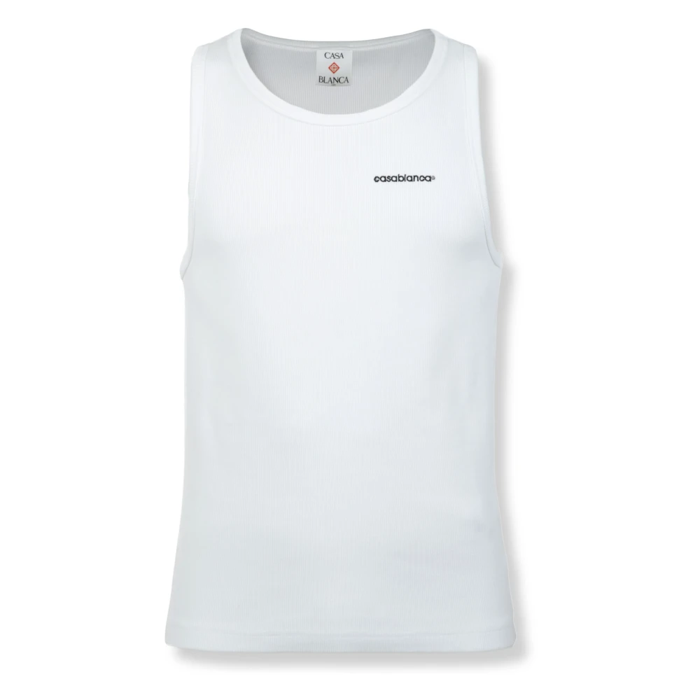 Casablanca , Sleeveless Tops, Male, White, M, Ribbed Tank Top