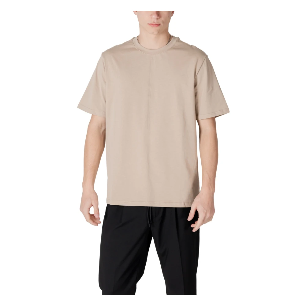 Beige Bomull T-skjorte for Menn