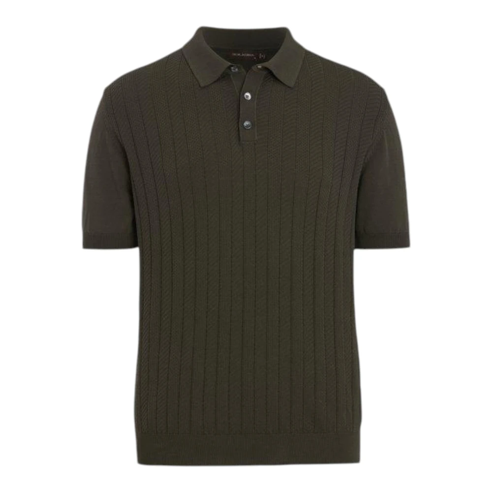 Oscar Jacobson Men's Green Struktureret Polo Skjorte - Polo Shirts - 2XL - Tops