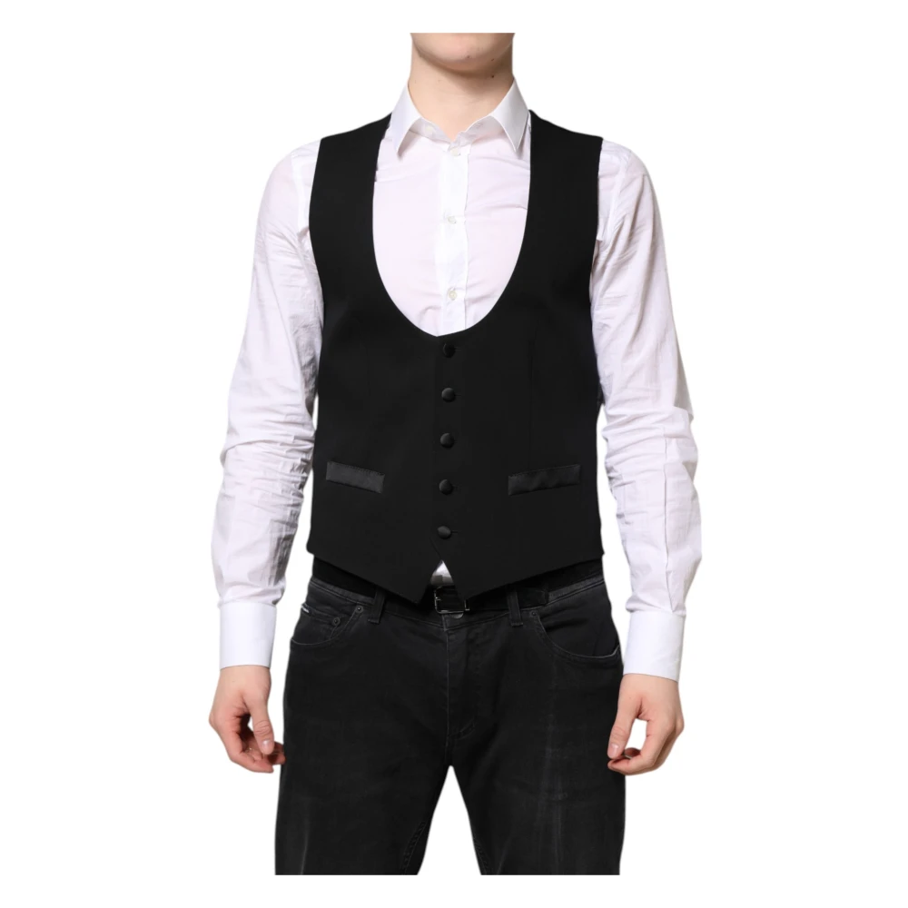 Dolce & Gabbana Mannelijk Zwart Kostuums Heren, S, Wol, Wol Formeel Vest Jurk Vest