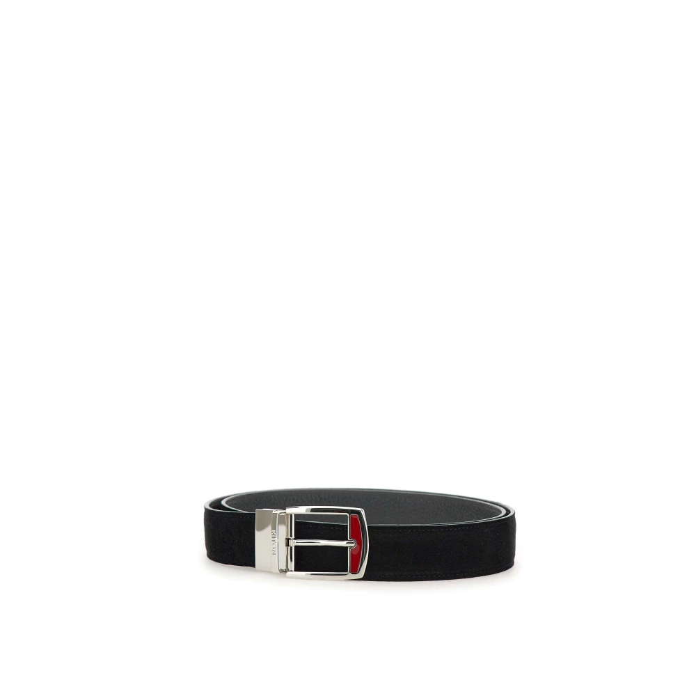 Kiton Herenriem van suède en leer Black Heren