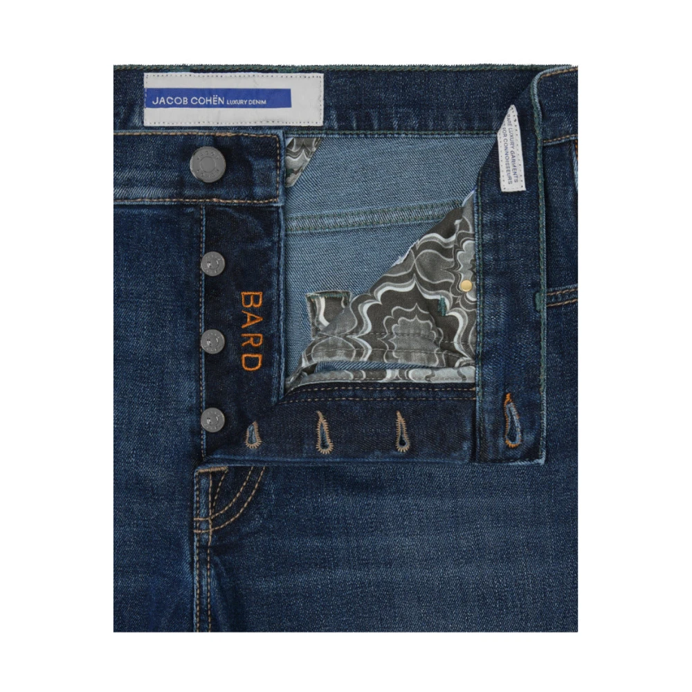 Jacob Cohën Slim-Fit Jeans met Gouden Stiksels Blue Heren
