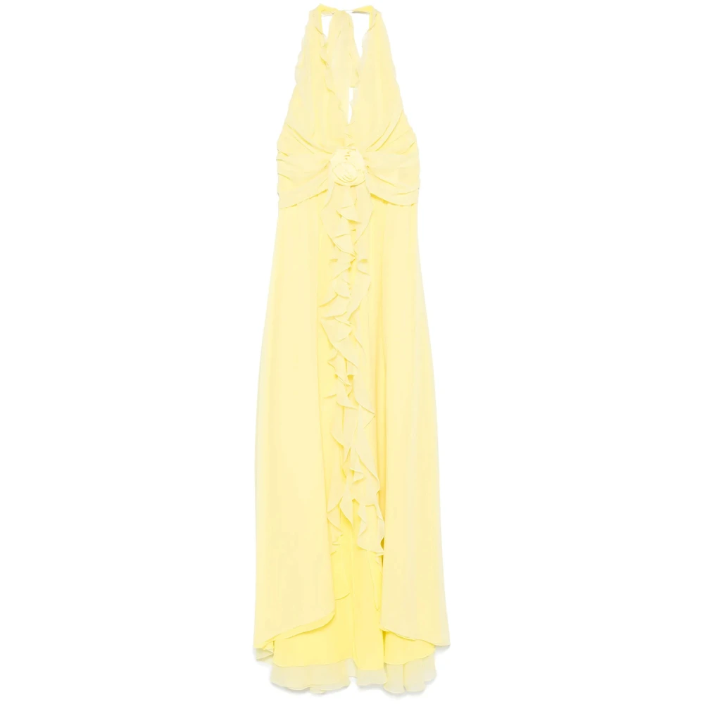 Blumarine Gele Halternek Jurk met Sjerp Detail Yellow Dames