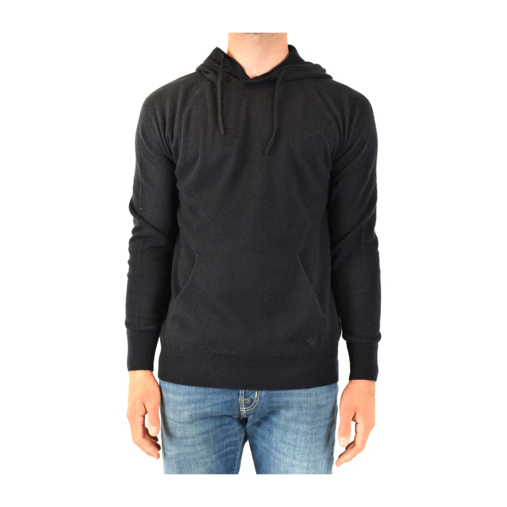 Emporio Armani Blauwe Gebreide Kleding Aw21 Stijlvolle Heren Hoodie Blue Heren