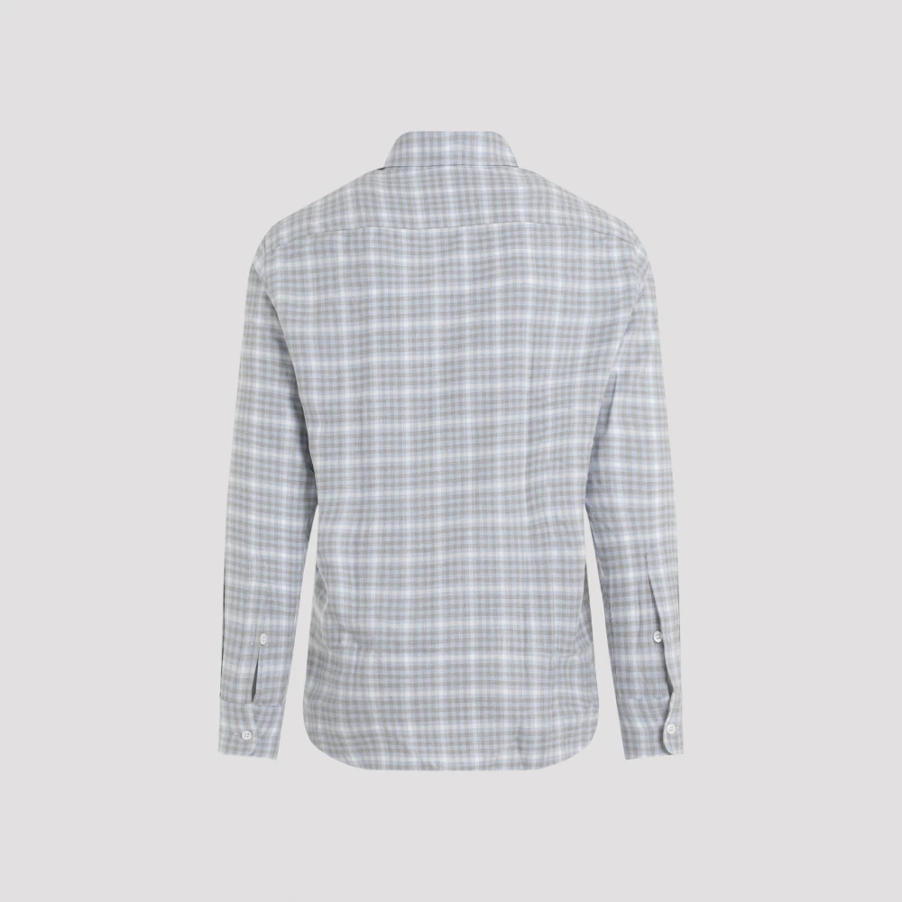 Brioni Sky Blue Verborgen Button-Down Overhemd Blue Heren
