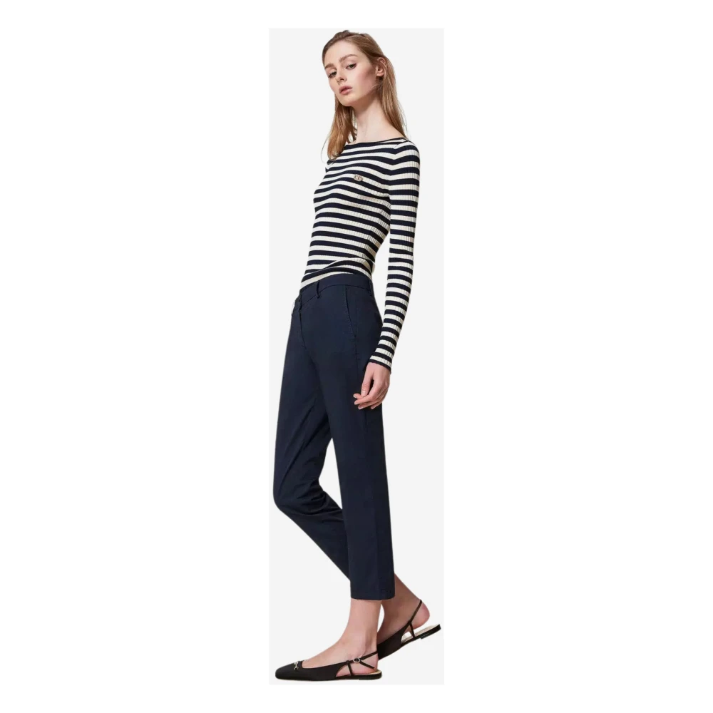 Twinset Blauwe Cropped Chino Broek Blue Dames