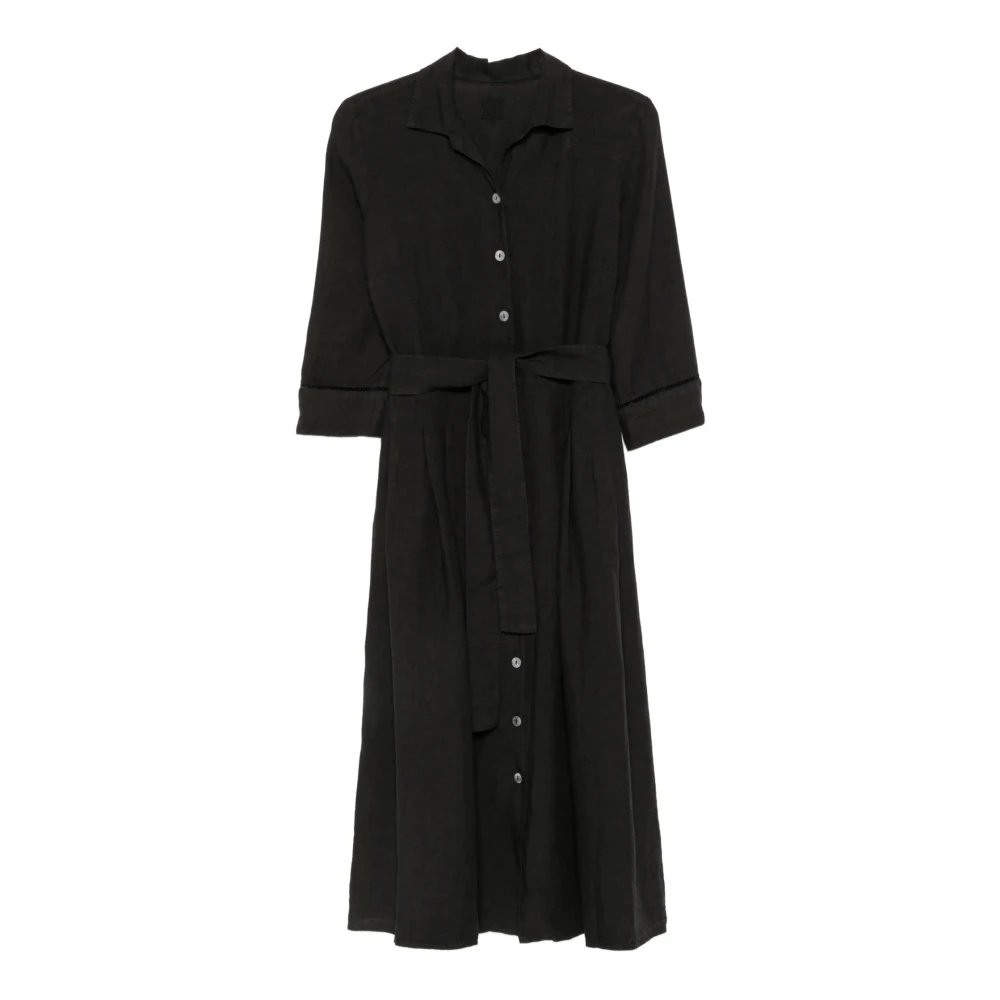 120% Lino Black Shirt Dresses, Female, Xl, Linen Shirt Dress