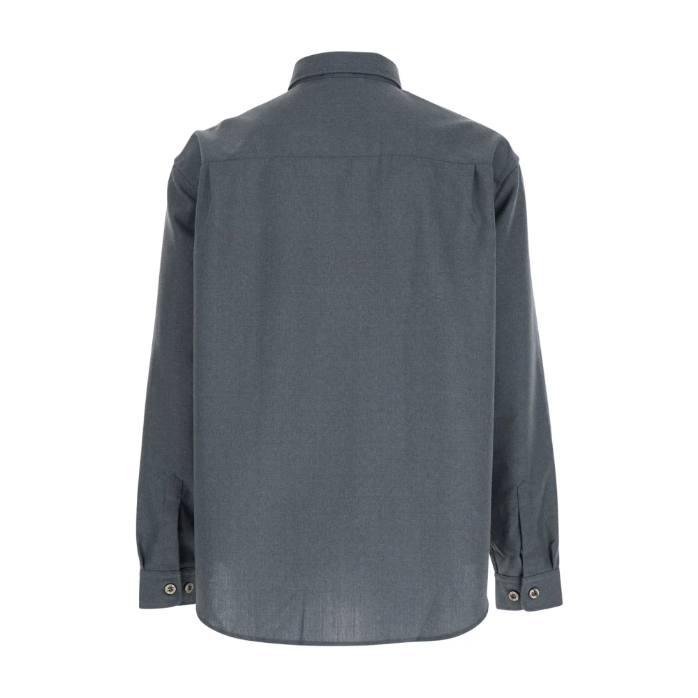 Plain Units Klassiek Grijs Wollen Overhemd Gray Heren
