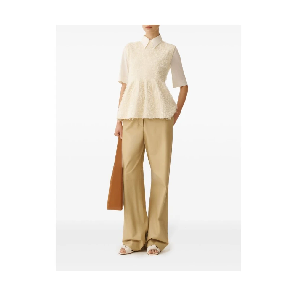 Fabiana Filippi Gestructureerde Crew Neck Mouwloze Sweater Beige Dames