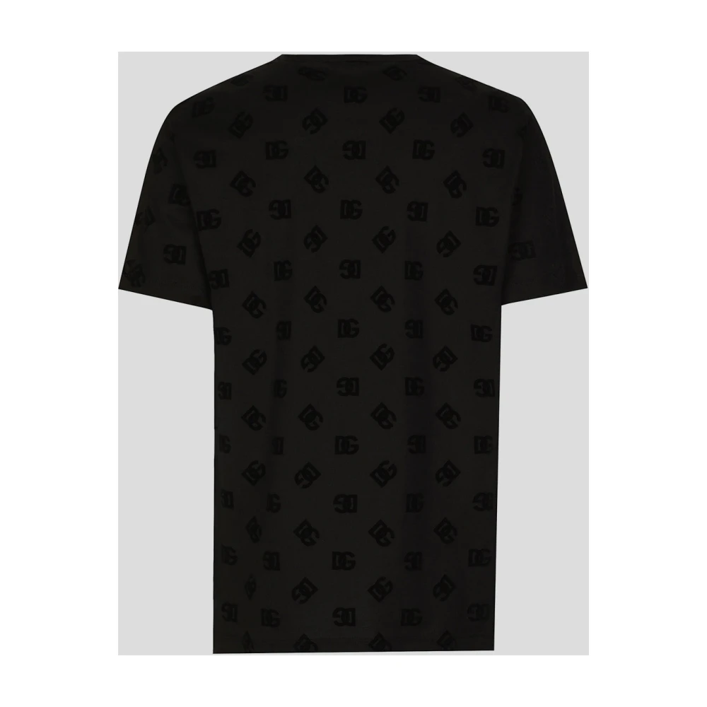 Dolce & Gabbana Flocked Katoenen T-shirt Black Heren