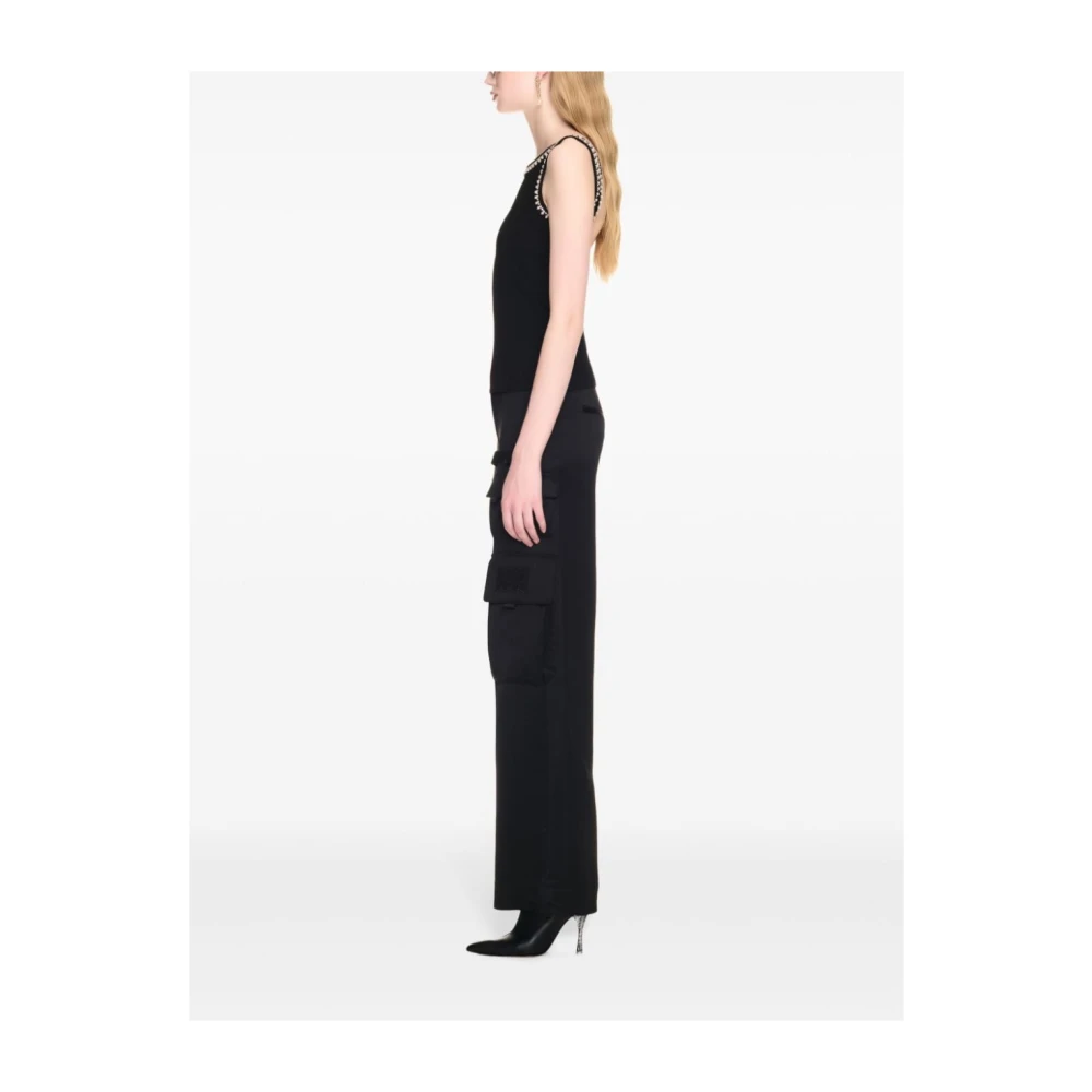 Off White Zwarte Geribbelde Gebreide Top met Logo Black Dames
