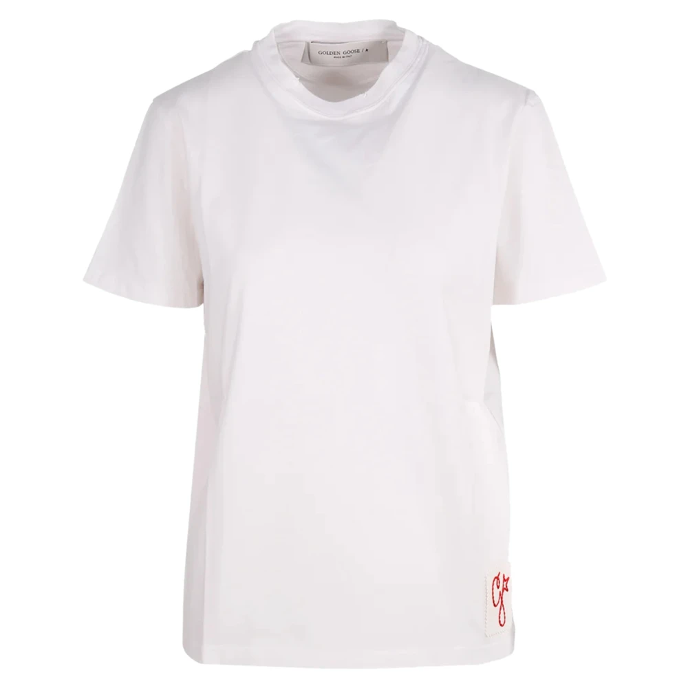 Golden Goose Distressed T-Shirt White Dames