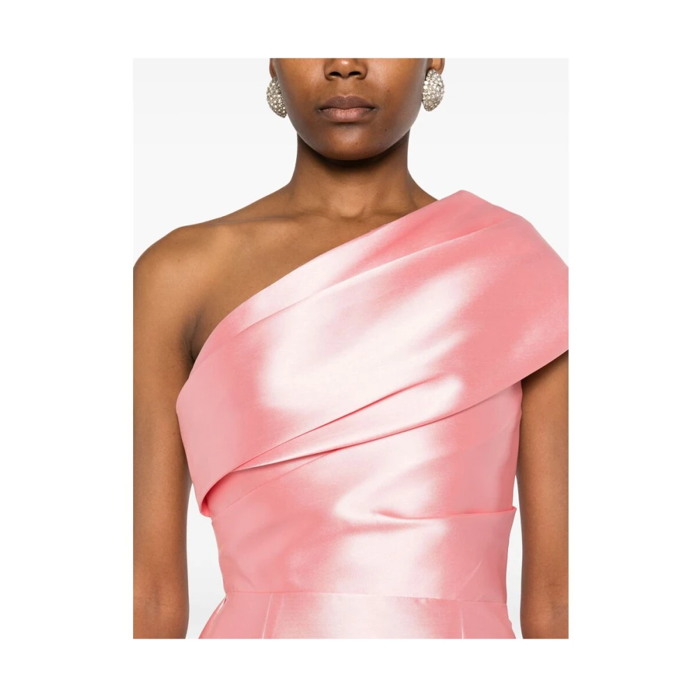 Solace London Roze Satijnen One-Shoulder Jurk Pink Dames
