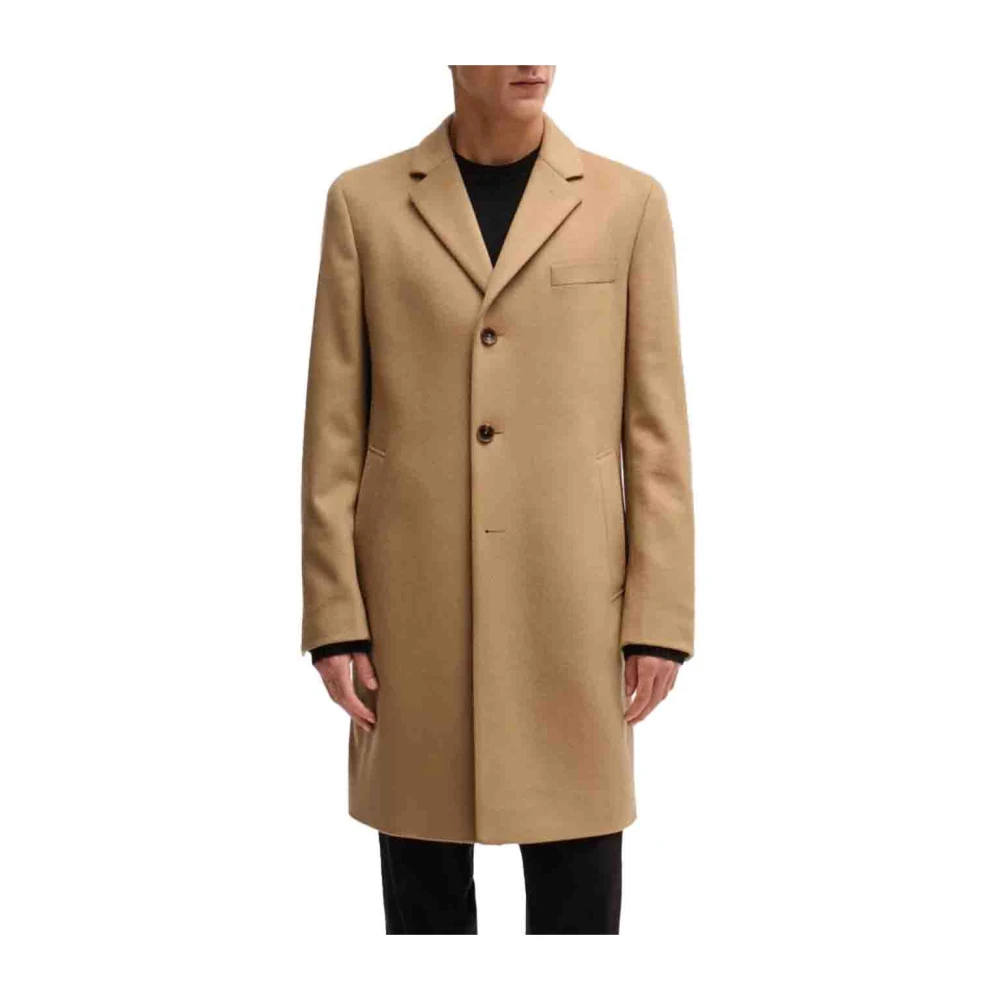Hugo Boss Wollen en Kasjmier Jas Beige Heren