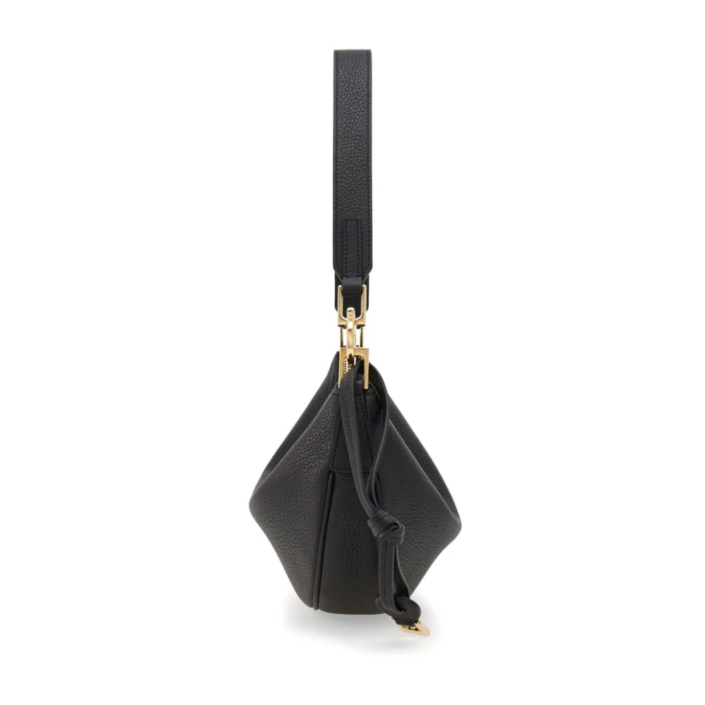 Salvatore Ferragamo Zwarte Hobo Leren Tas met Gouden Hardware Black Dames