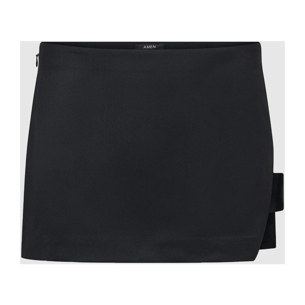 Amen Zwarte Twill Minirok Lage Taille Black Dames