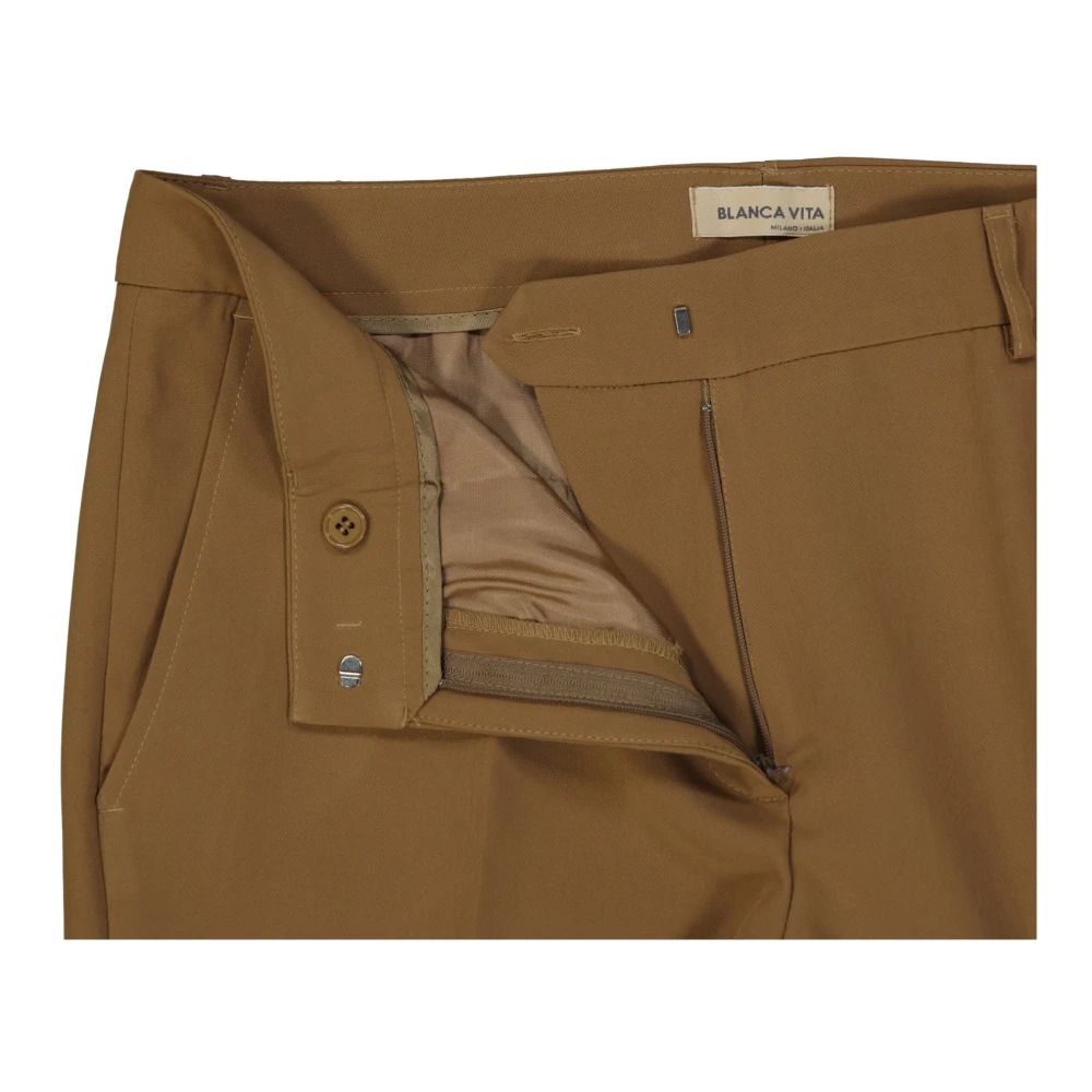 Blanca Vita Cropped Broek met Zakken en Rits Brown Dames
