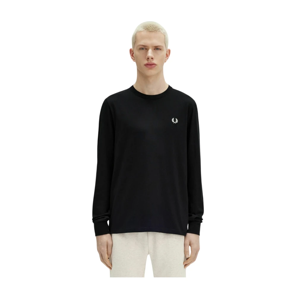 Fred Perry Lange mouwen ronde hals T-shirt Black Heren