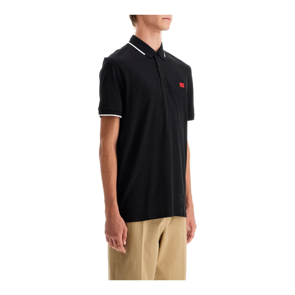 Hugo Boss Polo Shirt met Contrastafwerking Black Heren