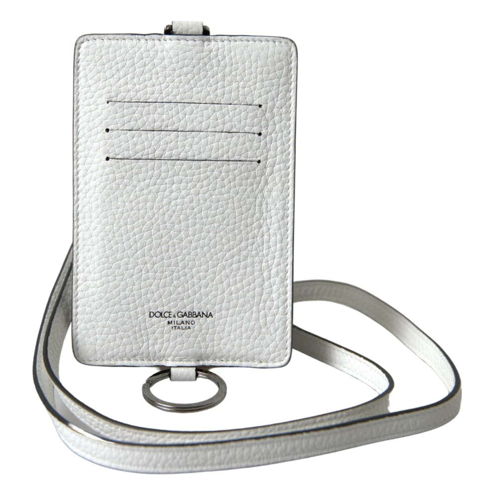Dolce & Gabbana Vit Läder Lanyard Logo Korthållare Plånbok White, Herr