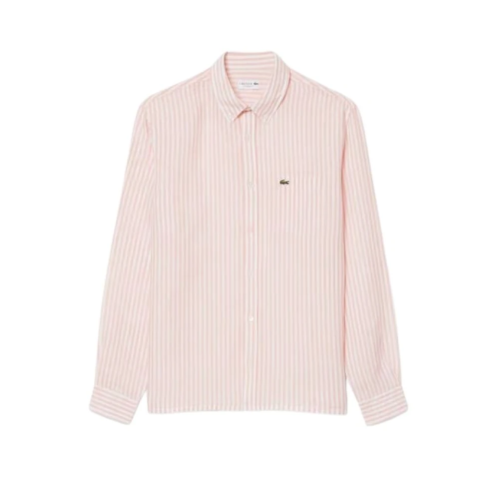 Lacoste Men's Pink Casual Shirts, M/L, Camicia Bacchette