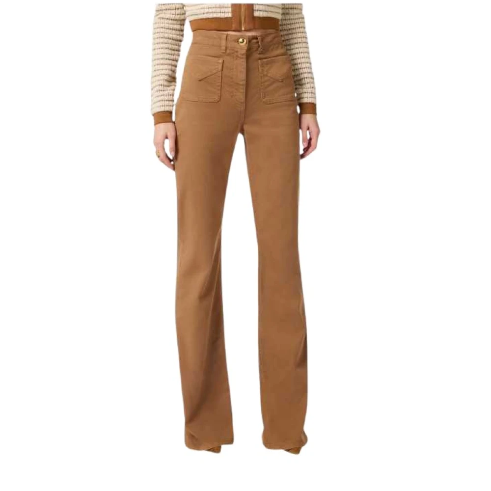 Elisabetta Franchi Brown Wide Trousers, Female, W28, Daino Flared Jeans