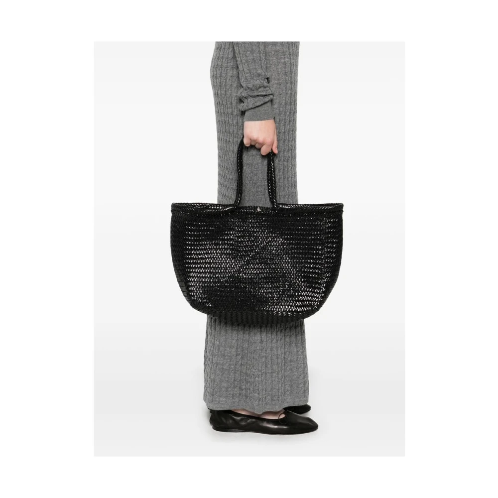 Dragon Diffusion Zwarte Leren Gevlochten Handtas Black Dames