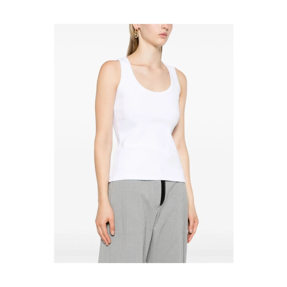 alexander mcqueen Witte geborduurde logo U-hals mouwloze top White Dames