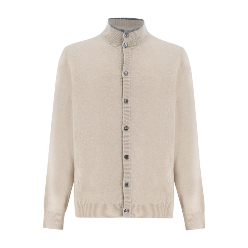 Fedeli Elegant Button-Up Cardigan Beige, Herr