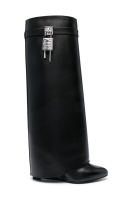 black-leather-knee-high-wedge-boots