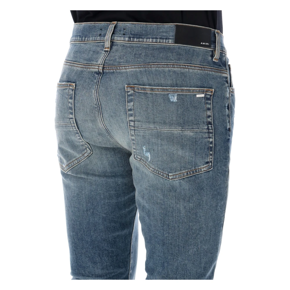 Amiri Versleten skinny jeans in indigo Ss24 Blue Heren