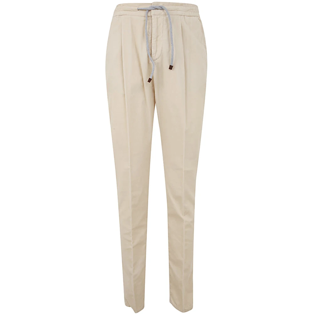 BRUNELLO CUCINELLI Luxe Linnen Zaden Fluweel Broek Beige Heren