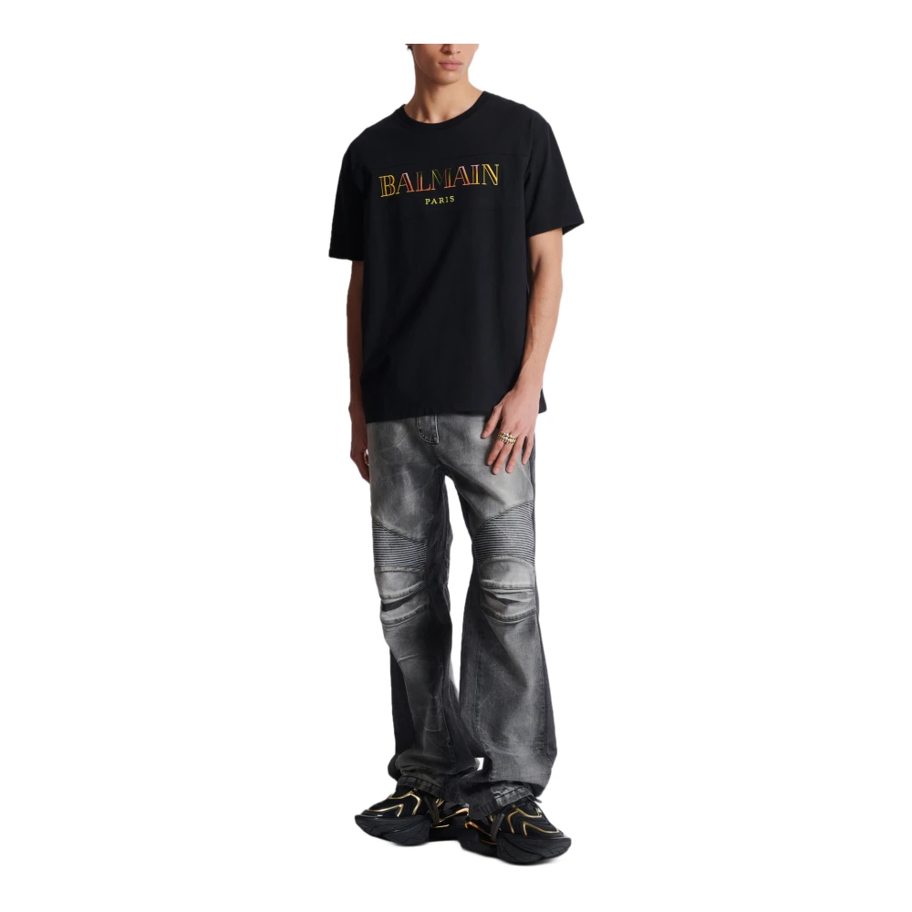 Balmain Vintage geborduurd T-shirt Black Heren