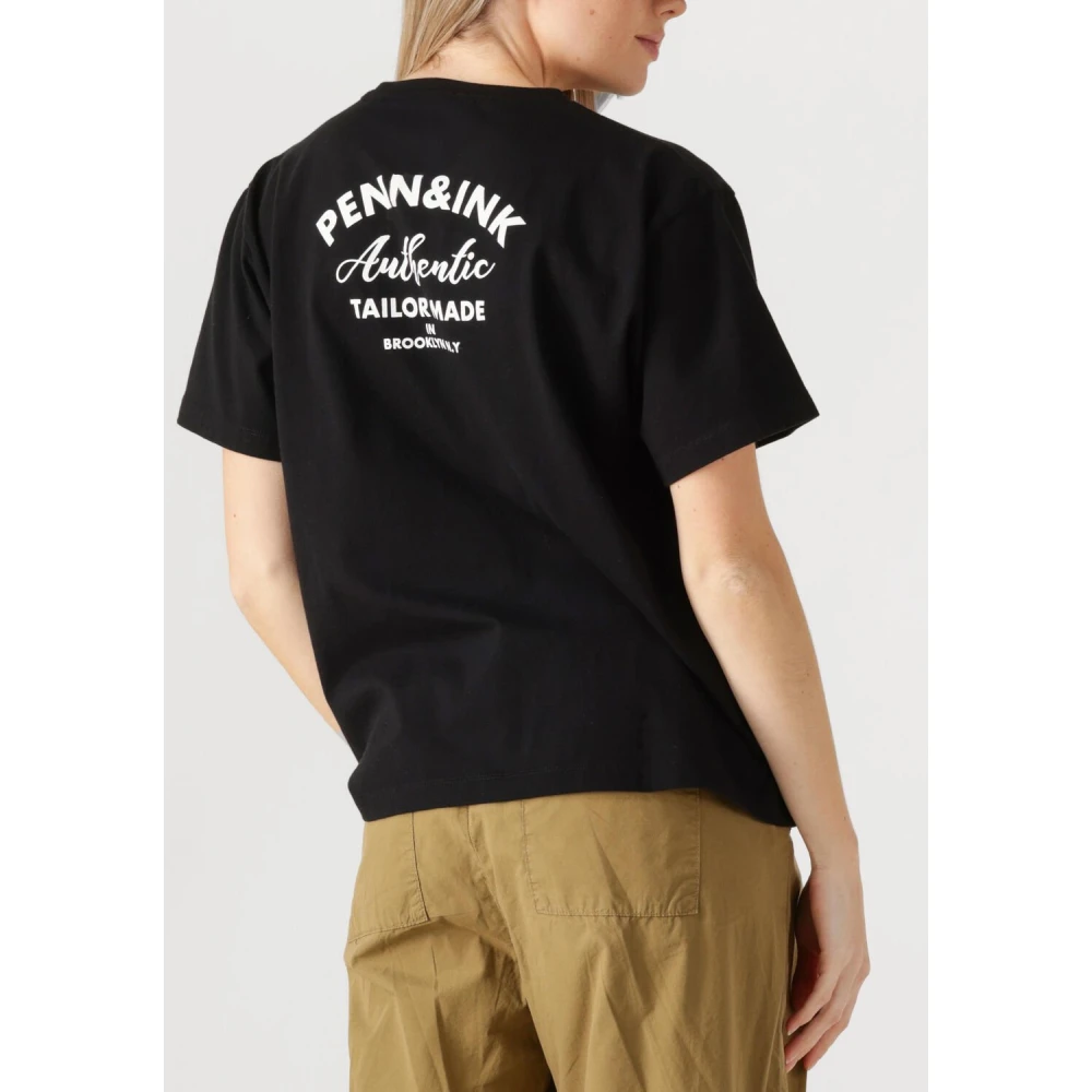 Penn&Ink N.Y Zwarte T-Shirt Print voor vrouwen Black Dames