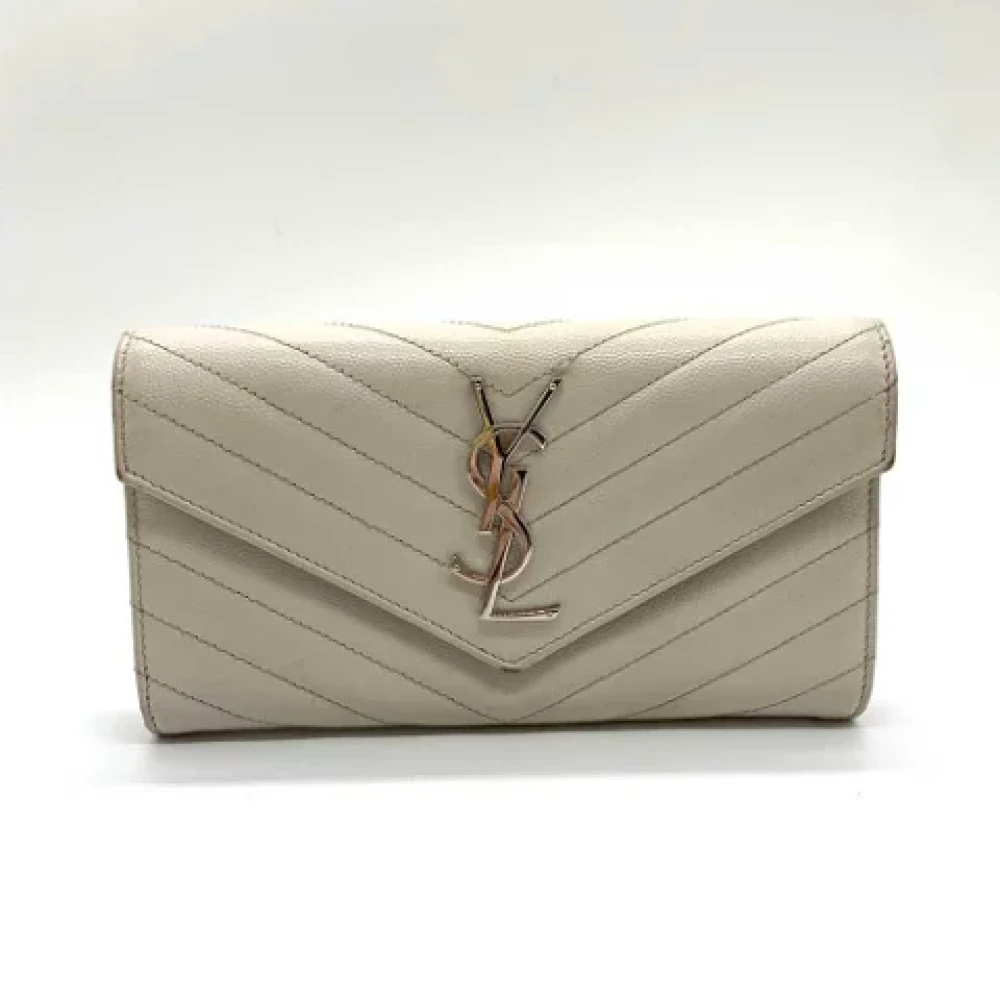Yves Saint Laurent Vintage Pre-owned Leather wallets Beige Dames