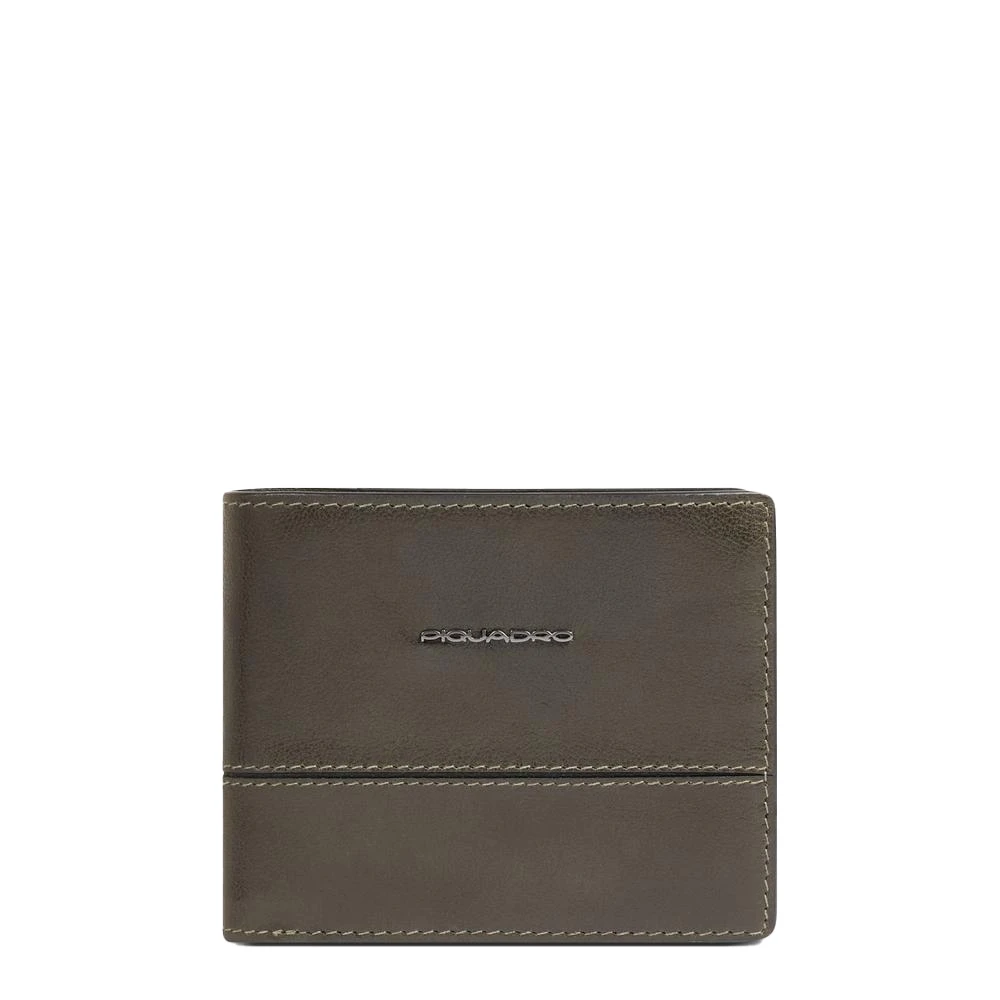 Piquadro Homme Vert Accessoires, Taille: One Size Portefeuille En Cuir Avec Porte-Cni, Porte-Monnaie, Porte-Cartes De Crédit Et Protection Rfid